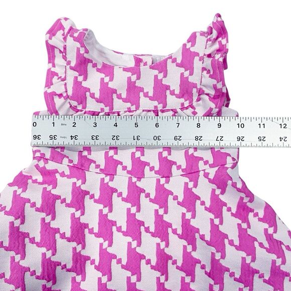 Janie and Jack 12-18 Months Bright Blooms Houndstooth Pink Dress Ruffles - Picture 11 of 12